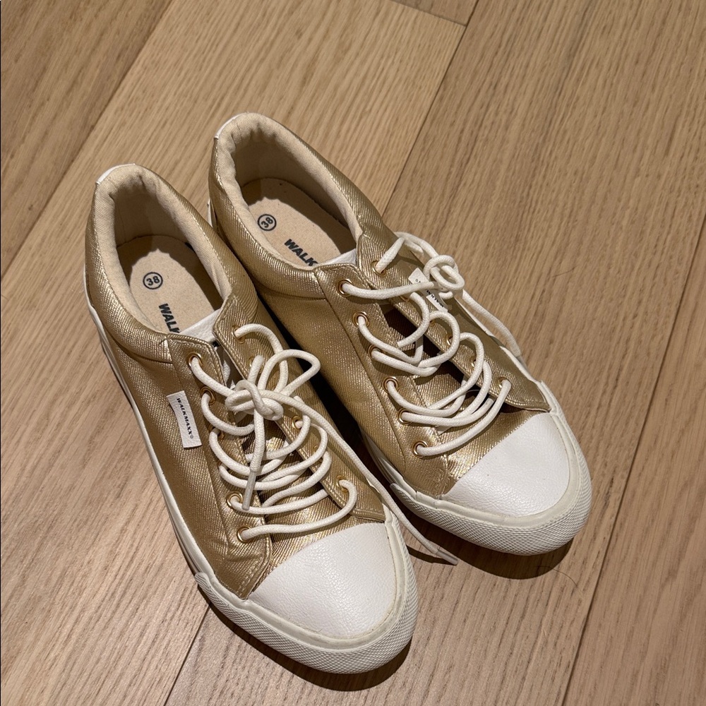Gold and White Sneakers